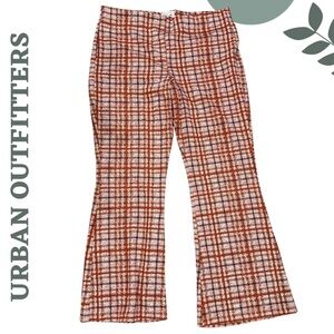 🛍️ Urban Outfitters Brown Plaid Stretch Flare Pants XXL 3/$40 Eligible